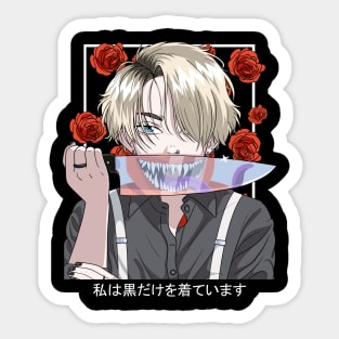 Goth Anime Boy Gothic Japanese Monster Vaporware Aesthetic Sticker